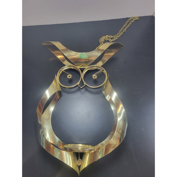 Vintage Brass Owl Candle‎ Holder Hanging Decor MCM Wall Art